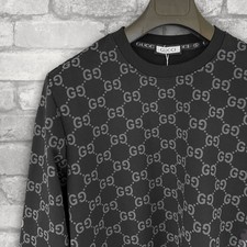 Duty Paid: Gucci Grey GG Mono All Over Black Sweater Size 2XL