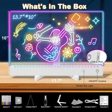 Rechargeable LED Note Board with Colors, 13.7"x10"Lumiboard LED