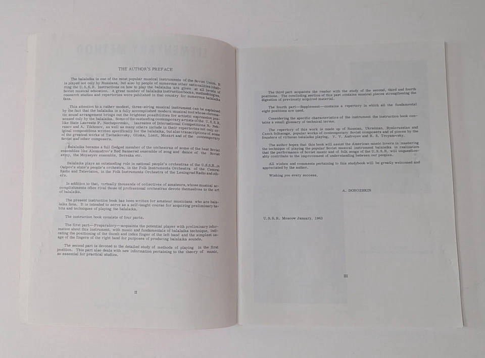 Libro Elementary Method for the Balalaika 1992 tapa blanda de colección A. Dorozhkin Foto 4 de 4