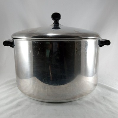FARBERWARE 8 Qt Stock Pot & Lid Aluminum Clad Stainless Steel USA VTG
