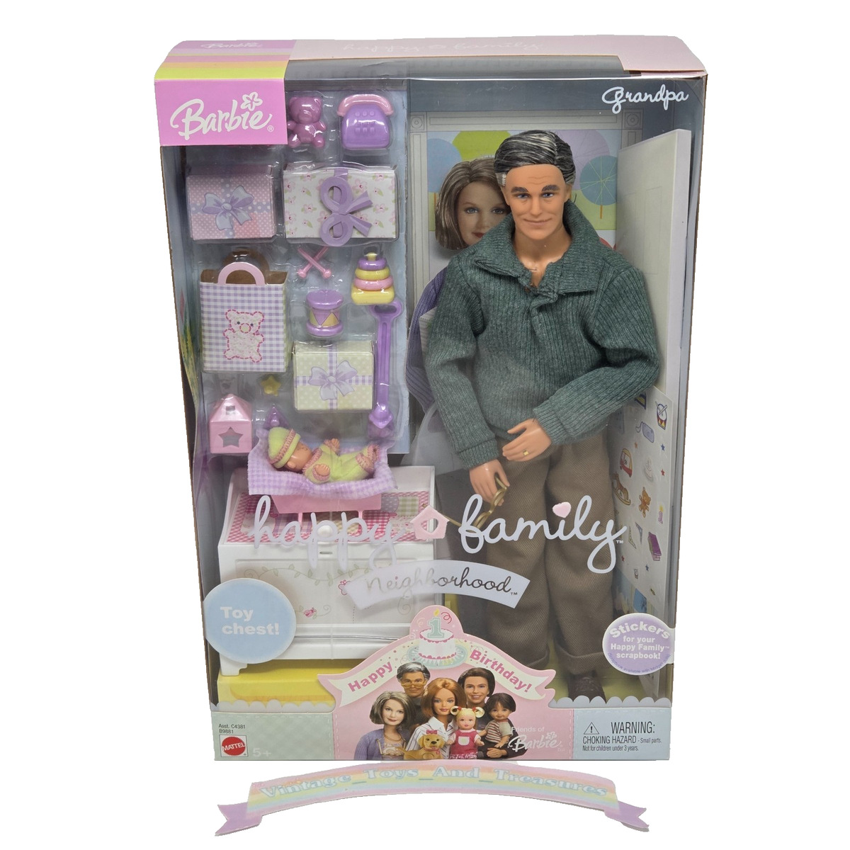 2003 MATTEL HAPPY FAMILY NEIGHBORHOOD BARBIE GRANDPA DOLL # B9881