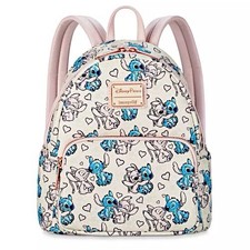 Disney Parks Loungefly Valentine Stitch  Angel Hearts Mini Backpack