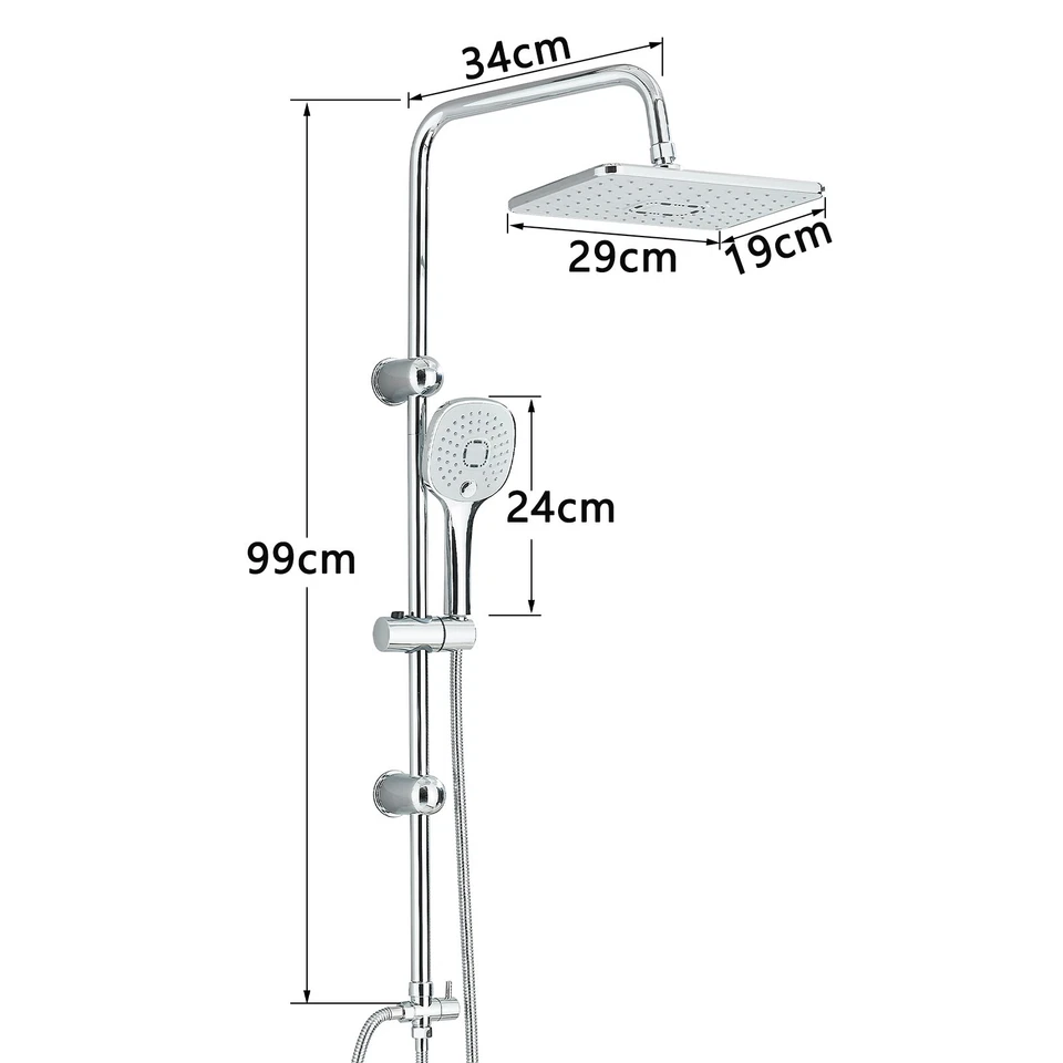 Chrom Duschset Duscharmatur Duschsystem Regendusche Handbrause Überkopfbrauseset - Bild 2 von 4