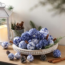 36 Pcs Christmas Chinoiserie Ball Ornaments Blue and White Chinoiserie Tree D...