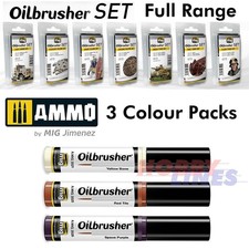 OILBRUSHER SETS pack 3 range 10ml  Top Quality Brush in Cap AMMO By Mig Jimenez