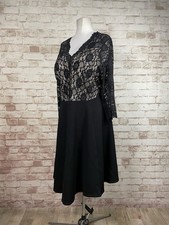 BNWT Evans Black Lace Midi Dress Fit N Flare Skater Party Sz 24 48” Bust Stretch