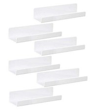 6 PCS White Acrylic Floating Shelves Display Ledge,Wall Mounted White 6 PCS