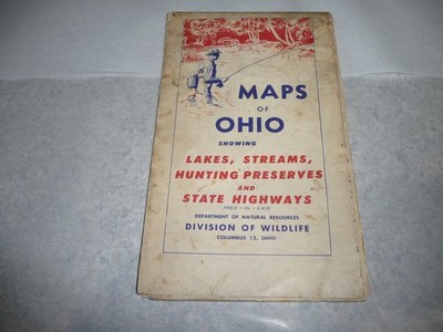 VINTAGE OHIO DIVISION OF WILDLIFE - MAPS OF OHIO - UNDATED - FREE SHIPPING