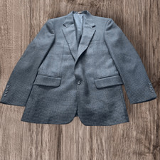 Oscar De La Renta Sport Coat Blazer Blue Tweed Wool Size 42R