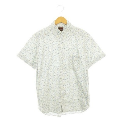 Beams Heart Blue Floral Short Sleeve Shirt M Cotton Very Good For Ages 14+