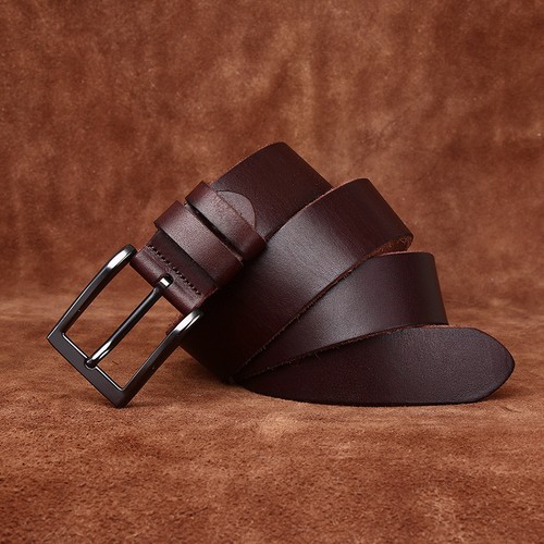 Men Leather Belt 3.8cm Wide Western Vintage Pin Buckle belt for Pants Jeans - Picture 10 of 10