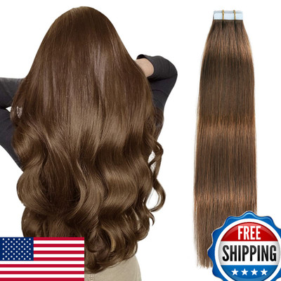 SUYYA Remy Human Hair Tape-in Extensions Chocolate Brown 14in 40g 20pcs Seamless