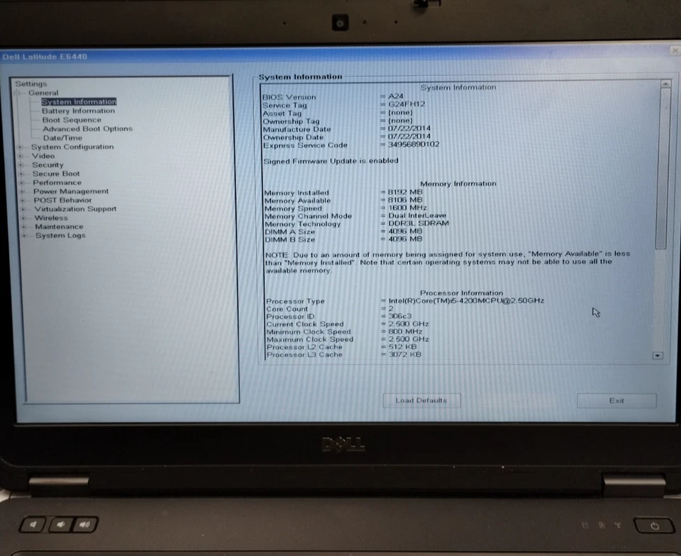 Dell Latitude E6440 14" HD Laptop i5-4200M 8GB RAM Boots/Bios No HDD/OS - Image 2 of 4