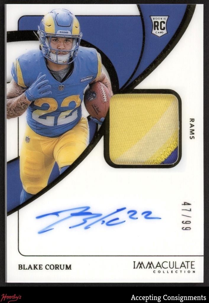 2024 Immaculate Collection #112 Blake Corum RC ROOKIE PATCH AUTO RPA 47/99 Rams