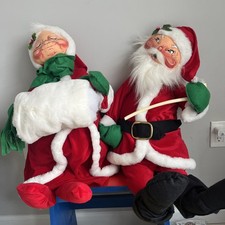 Vintage Annalee Santa Mrs Claus Mobilitee Doll Figure Set Christmas Large 1983