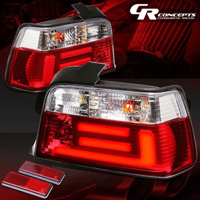 PAIR RED/CLEAR LENS 3D LED TAIL LIGHT LH+RH FOR 1992-1998 E36 BMW 3-SERIES M3