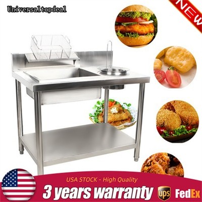 Commercial Breading Table Fried Chicken Station Prepare Workdesk Stainless Steel