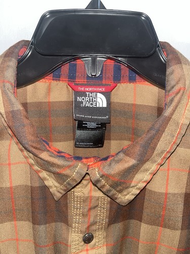 The North Face Brown Plaid Snap Button Long Sleeve Shirt Mens XL - Picture 2 of 10