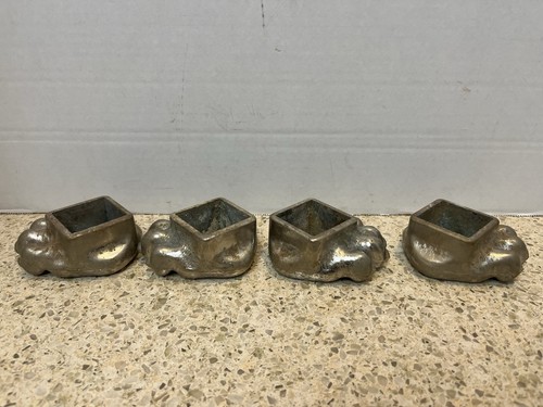 Set 4 Vintage Fisher Bear Claw Paw Cast Metal Feet for Wood Burning Stove Nickel - Picture 2 of 15