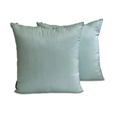 Dusky Blue Art Silk Lumbar Pillow Covers, 12"x16" (Pack of 2) Silk-Dusky Blue