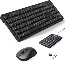 Wireless Keyboard and Mouse Combo-Full Size QWERTY Layout 2.4G Stereo Keycap Erg