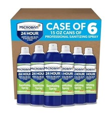 Microban 24 Hr Disinfectant Sanitizing Spray 6 Citrus - 15oz Aerosol Cans - NEW