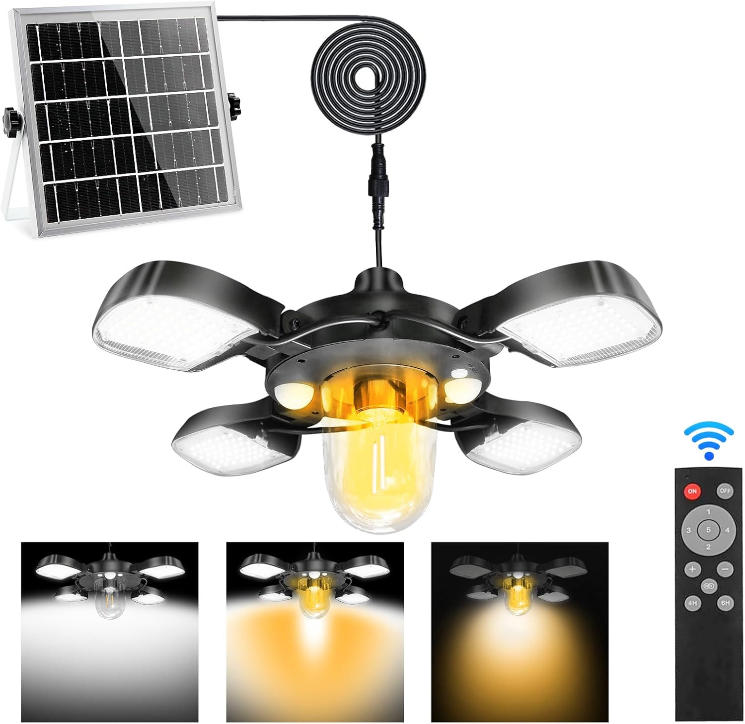 Lampadario Solare Esterno IP65 | Lampada Sospensione con Pannello