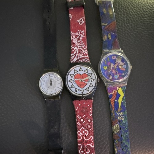 Swatch Watch Lot of 3 Wristwatches, Mixed Styles/Colors, Unisex Adults