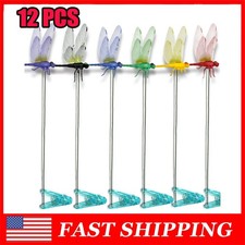 12 Fake Dragonfly Clips Clip on Dragonfly for Outdoors 3D Dragonfly Garden Decor