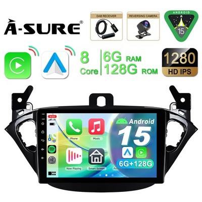 DAB+ 6+128G Für Opel Corsa E 2015-2019 Adam Android15 Autoradio GPS CarPlay WIFI