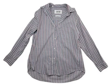 Grayson Frank & Eileen Hero Long Sleeve Button Top Striped Gray Women's 2 Small