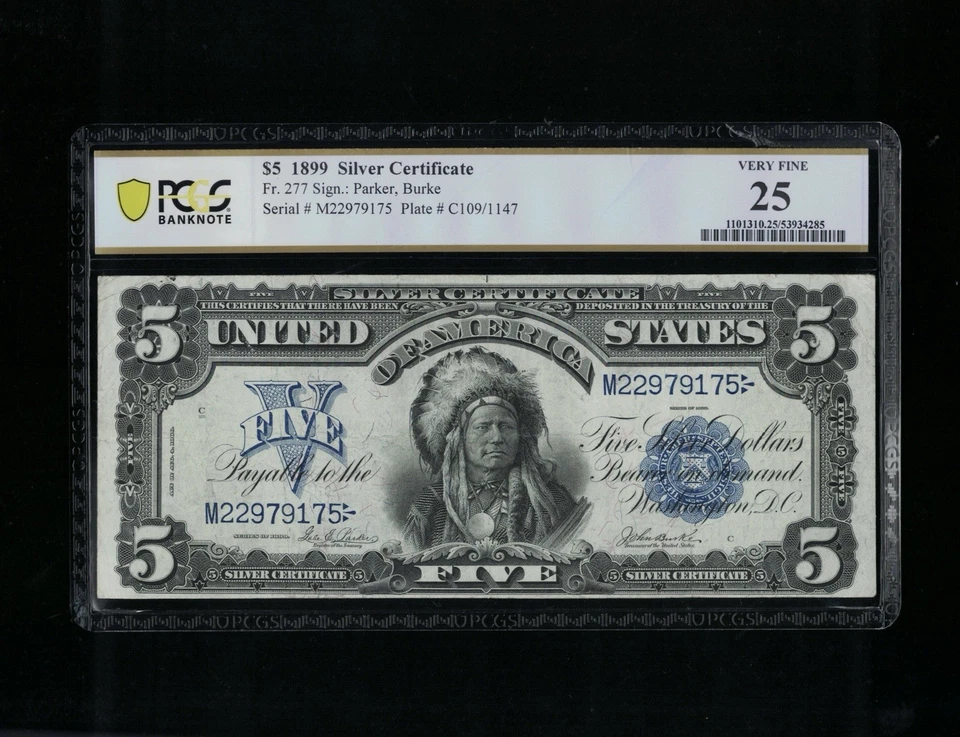 SC 1899 $5 Fr.277 Chief Silver Certificate PCGS 25 (175) - Image 2 of 4