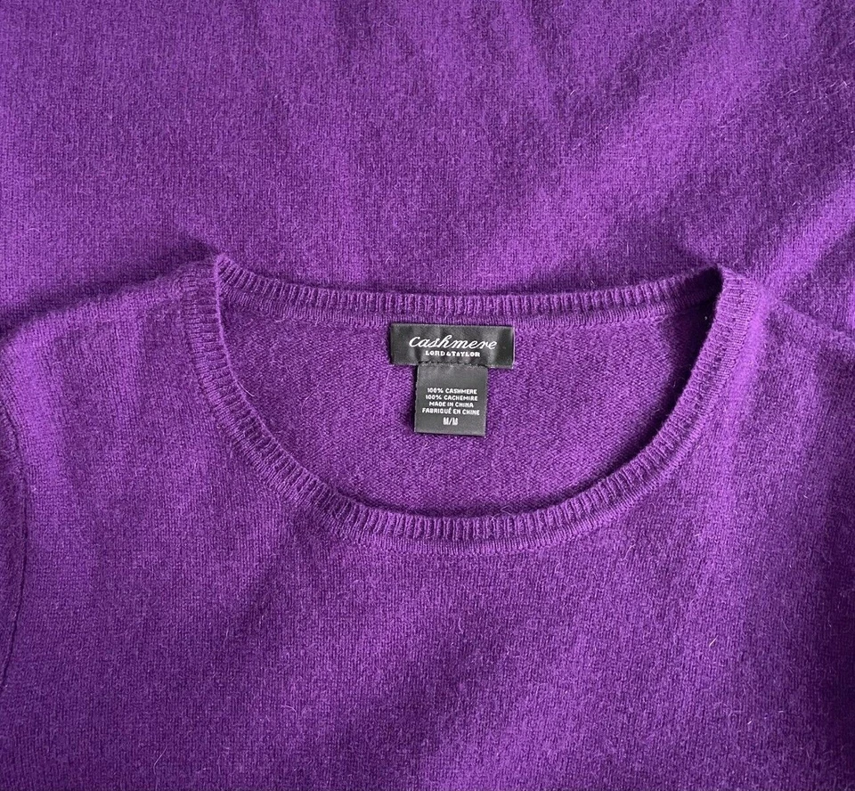 ⏩ NEW Lord & Taylor - 100% Cashmere Women's Crewneck Sweater • Purple • Medium - Image 2 of 4