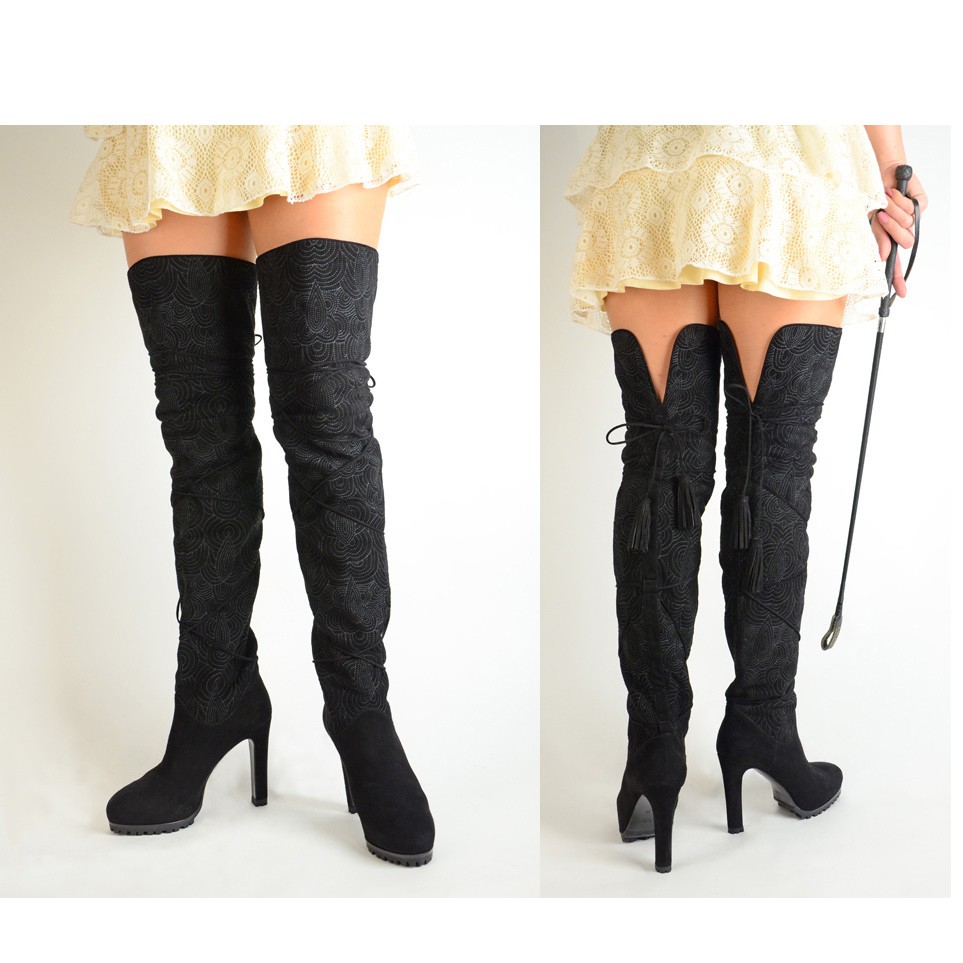 STIVALI YVES SAINT LAURENT SOPRA IL GINOCCHIO PASSY 90 PELLE SCAMOSCIATA $2.495 35 5 US 5 5