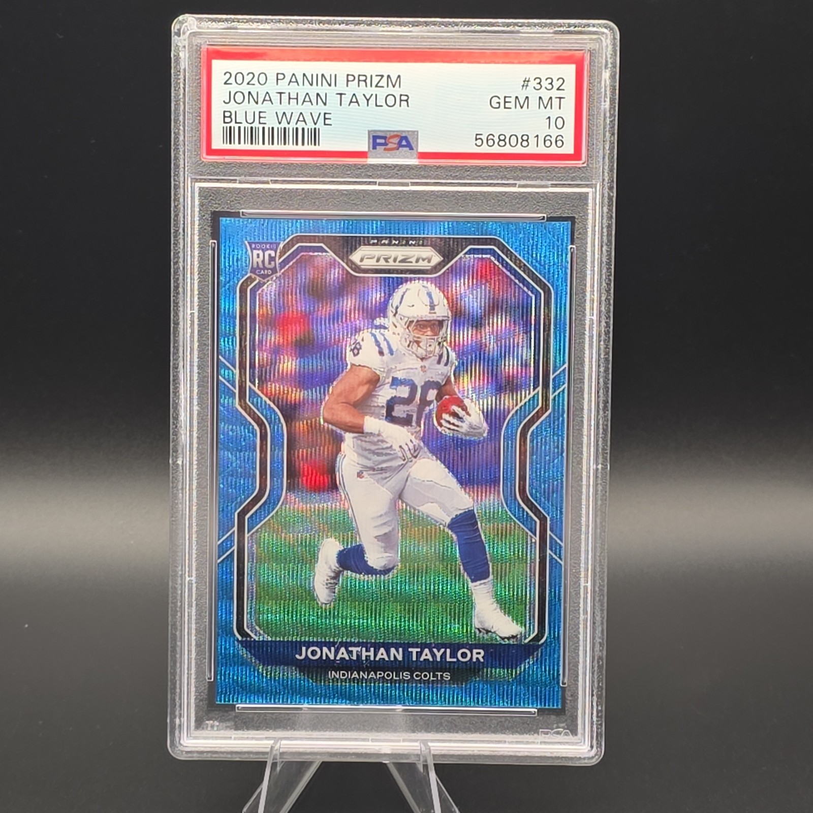 2020 Panini Prizm Jonathan Taylor #332 Blue Wave Rookie /199 PSA 10