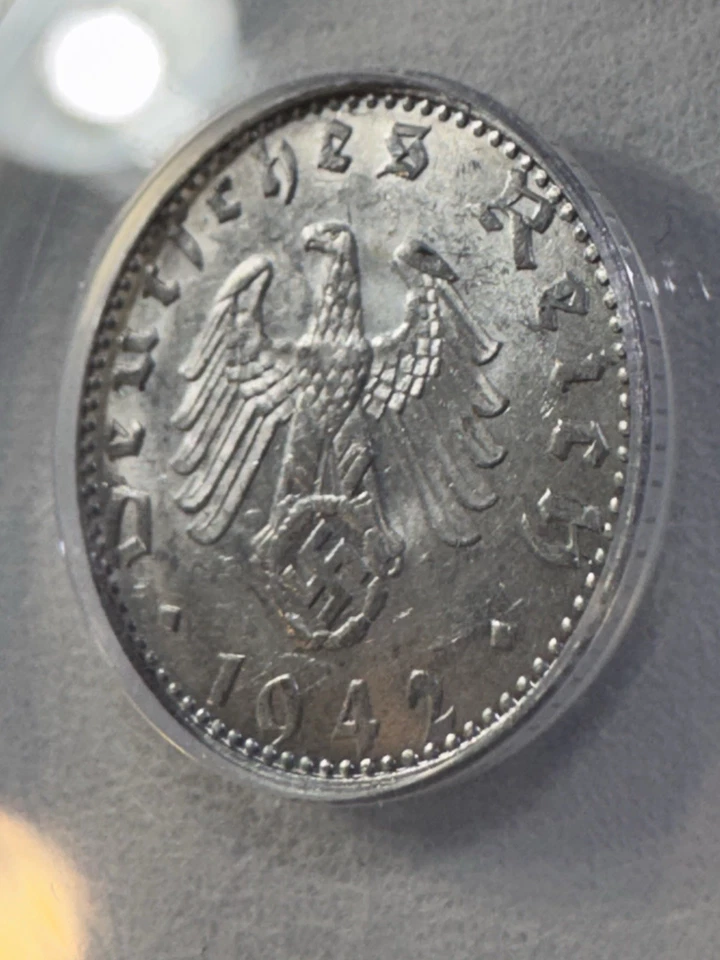 1942-G Germany 50 Pfennig Coin Graded AU 55 by ANACS - Image 3 of 4