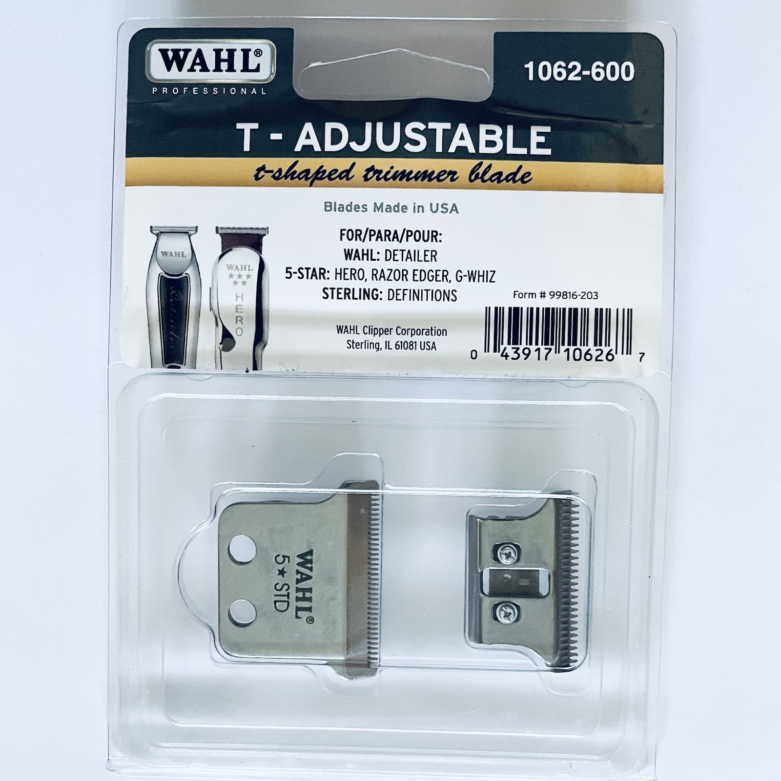 Wahl 1062-600 T Shaped Trimmer Blade for Detailer, 5 Star He
