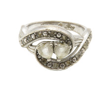 925 Sterling Silver Vintage Topaz Love Hearts Swirl Band Ring Sz 7 RG14544