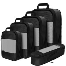 Compression Packing Cubes Set   5 Lightweight Luggage Organizers for Travel