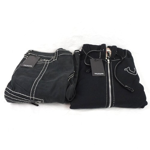 True Religion Women's Black Becca Cargo Bootcut Jeans & T Zip Up Hoodie Lot of 2