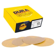 320 Grit 6" Gold Hook & Loop No Hole Sanding Discs for DA Sanders - Box of 50