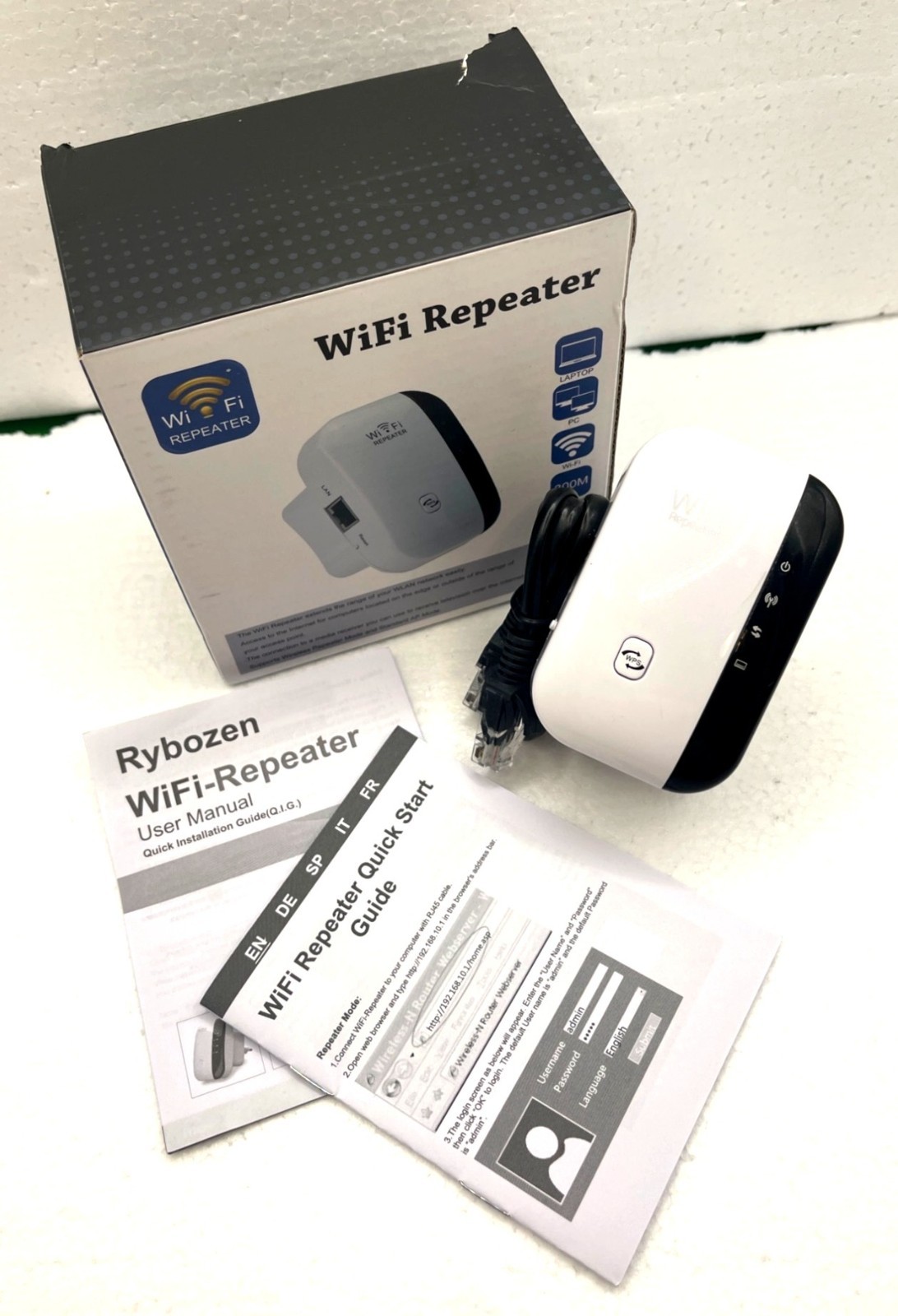 Rybozen WIFI Repeater Booster 300Mbps Wireless Internet Network WPA WPA2 WEP