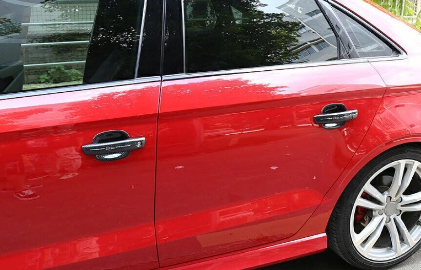 Para Audi A3 S3 RS3 2015-2020 fibra de carbono maçaneta lateral tampa tigela acabamento 12 peças - Imagem 4 de 4