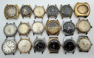 Lot of 18 MEN'S WORKING MECHANICAL WATCHES ELGIN BULOVA HAMILTON BENRUS CROTON