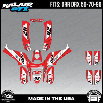 Graphics Kit for DRR ATV DRX50 DRX70 DRX90 Lethal - RED