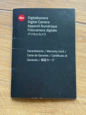 Leica Digital Camera Warranty / Registration Card ONLY