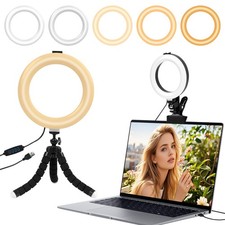 Video Conference Lighting Kit, 16cm Clip on Ring Light for Laptop Monitor, 5 ...