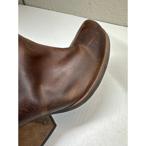 Korks Kork Ease Brown Leather Booties Heeled Slip On Biker Moto Womens Size 8 - Picture 6 of 11