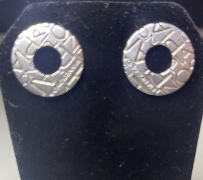 Pianegonda Logo Disc Sterling Silver 925 Post Earrings G3D