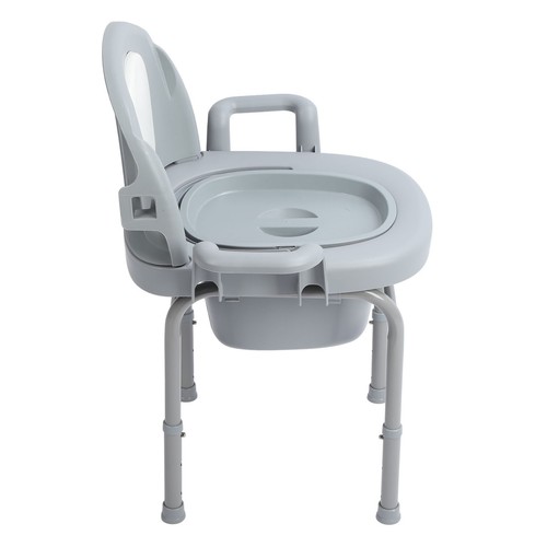 Portable Bedside Commode Chair 3 Adjustable Heights Mobile Toilet Seat With ECA - Picture 2 of 24